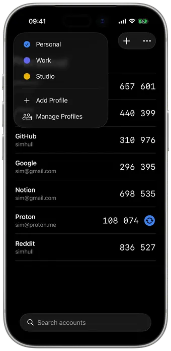 Sesame profile switcher