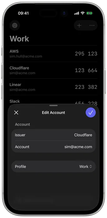 Editing a work account